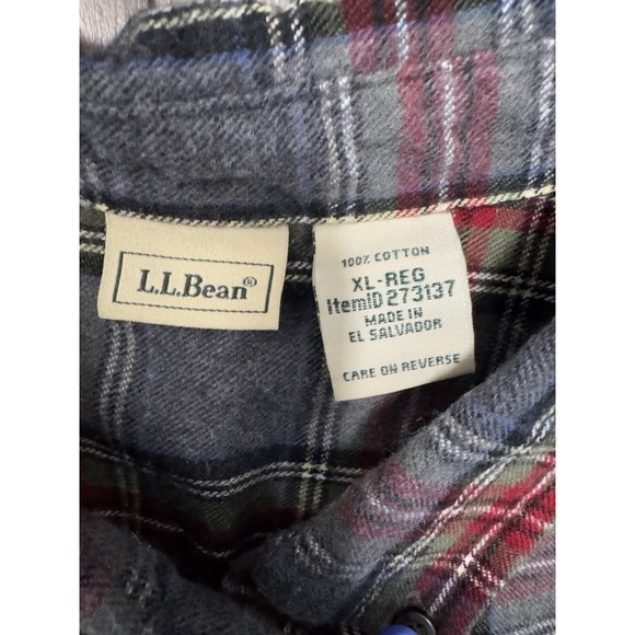 L.L. BEAN Scotch Plaid Flannel Button Shirt Red/Gray Men's Size XLarge - Picture 5 of 6